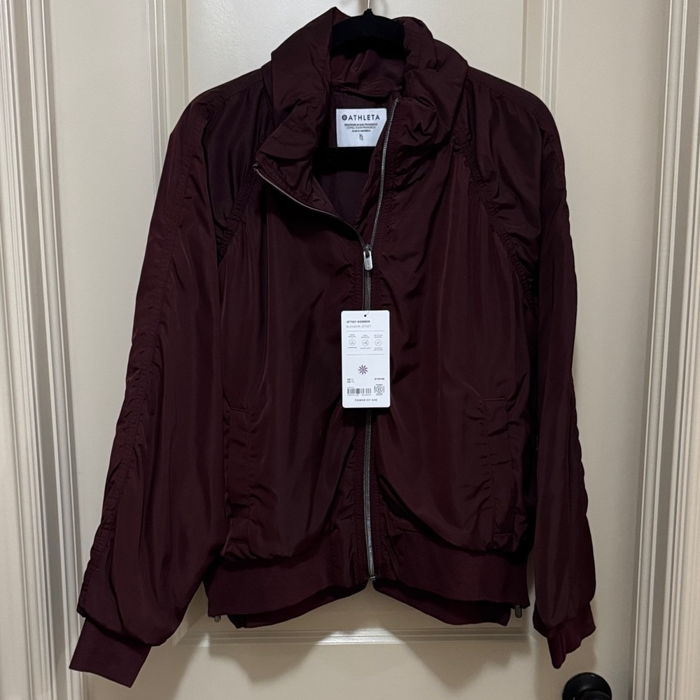 Athleta Women's Jetset Burgundy Bomber jacket size XL - Picture 2 of 8